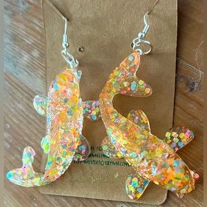 Koi! Handmade Resin party Koi earrings.